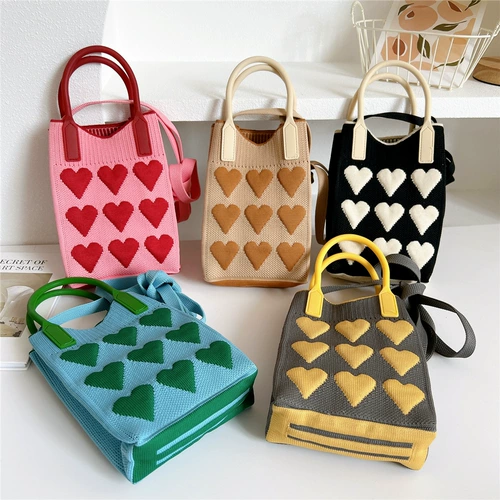 Мультяшная маленькая летняя сумка через плечо, трикотажная небольшая сумка, кошелек, с медвежатами