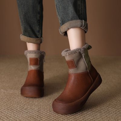头层牛皮雪地靴女鞋休闲