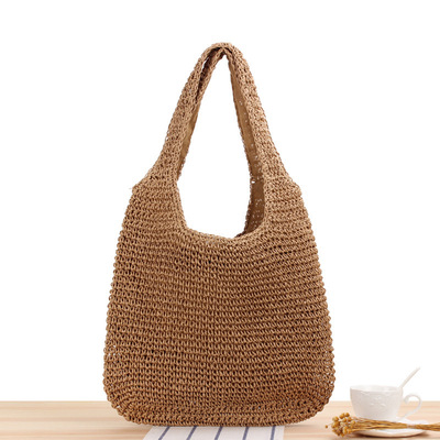 Handmade crochet beach women's bag casual shoulder large cap