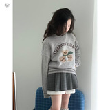 女童2025年秋冬新款可爱小熊毛巾绣针织毛衣女大童时尚可内搭外穿，童装毛衣，祺儿童装