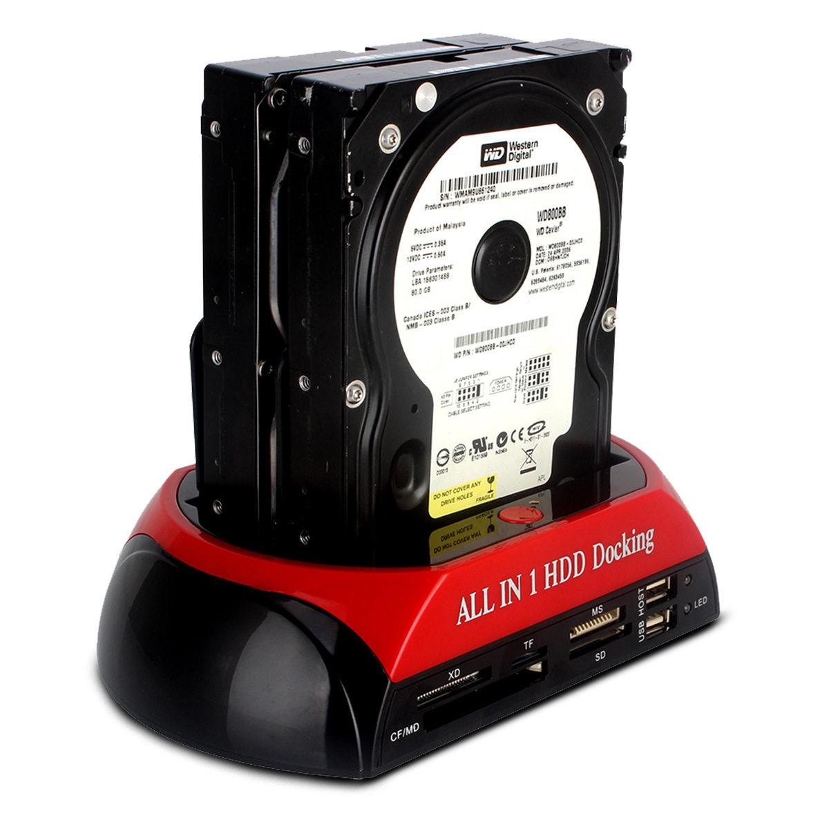 速USB2.0硬盘底座2.5/3.5寸IDE+SATA带读卡器 多功能移动硬盘盒