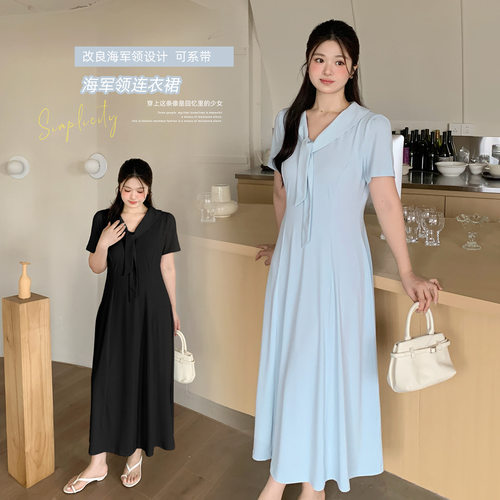 胖mm学院风收腰显瘦连衣裙