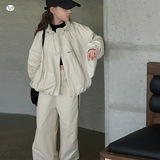 女童休闲套装2025秋季新款立领宽松夹克阔腿裤两件套中大童洋气潮，童装休闲套装，祺儿童装