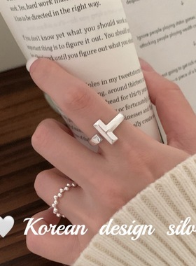 韩女小众设计清冷风银饰 S925纯银简开口戒指叠戴级感