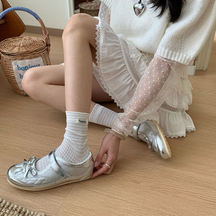 ins堆堆袜 韩版 songmu淞木 name布标条纹袜子女中筒无骨棉袜春夏季