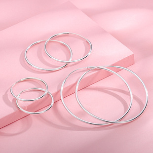 S999通体纯银简约足银耳圈圆圈耳饰女素圈耳环2025新款爆款高级感