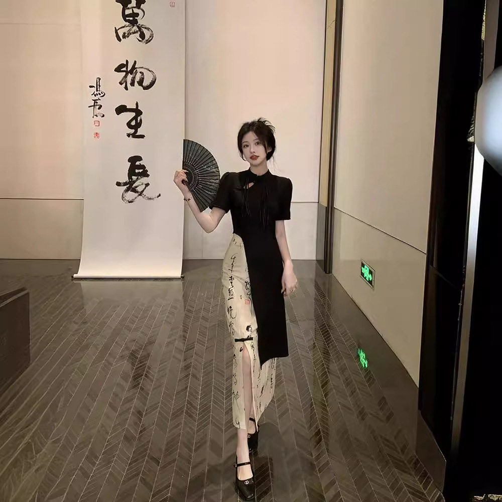 2026夏季新款新中式复古气质半身裙中长款短袖旗袍连衣裙女两件套