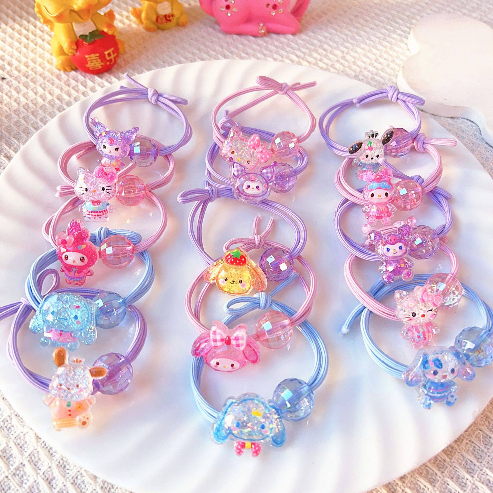 钻石切面卡通三丽鸥打结皮筋韩版可爱头饰发圈学生发饰品弹发绳女