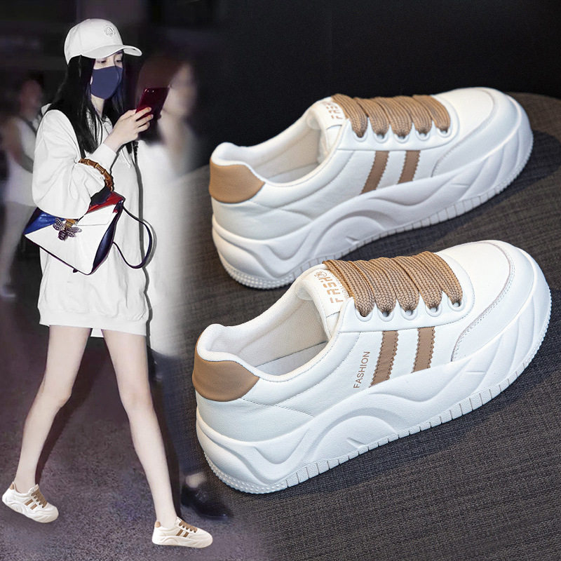 2025夏季奥伦小白鞋女春爆款休闲面包女鞋真皮厚底板鞋运动鞋女鞋