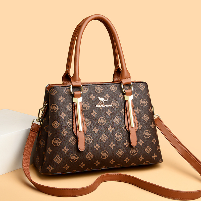 袋鼠真皮包包中年女包2025新款大气手提包大容量送妈妈礼物斜挎包