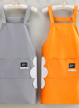 亮眼厨师服务员橙色围兜兜围裙厨房做饭防油围腰防水餐饮专用女nv