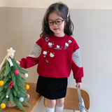 女童卡通加绒卫衣秋冬季2025新款女时尚韩版保暖冬装圆领上衣P61，童装卫衣/绒衫，祺妙童装