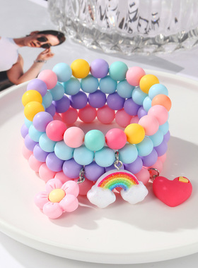 跨境爆款欧美ins手链套装时尚彩虹女士手链 波西米亚串珠爱心手链