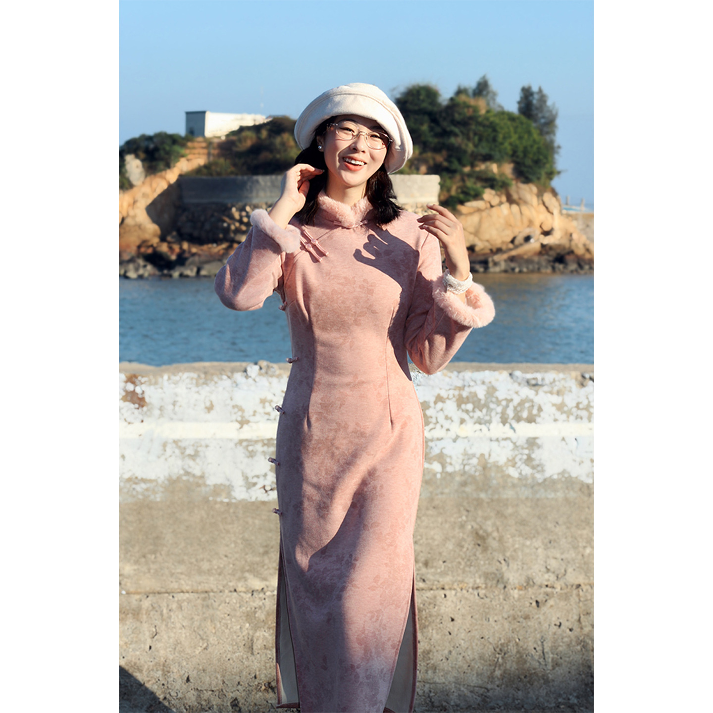 新中式《珊瑚半岛》日常改良复古保暖旗袍女新中式连衣裙秋冬