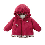 女童连帽加绒棉衣冬季2025新款洋气时髦加厚保暖冬装花边棉服P85，童装棉衣，祺妙童装