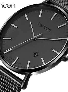 本肯BENKEN品牌士超薄手表学生防水简约极简设计潮牌石英表