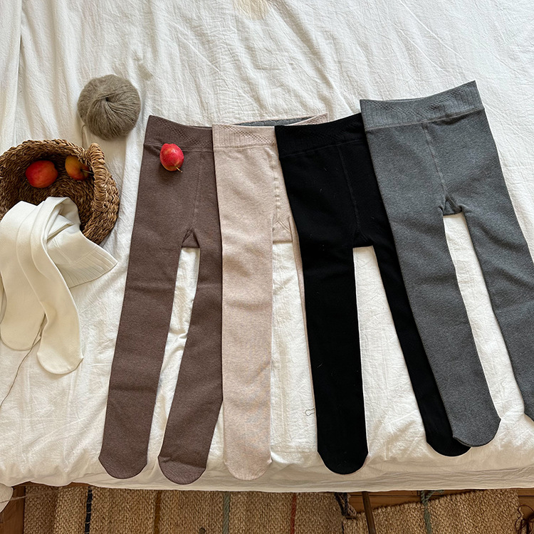 女童抓毛薄绒连裤袜秋冬