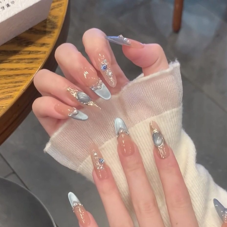 穿戴甲26新款美甲纯手工高级感清新闪亮通透显白ins风纯手作贴片,彩妆/香水/美妆工具,穿戴甲/甲片,淘宝优惠券,粉丝福利购,淘宝优惠卷