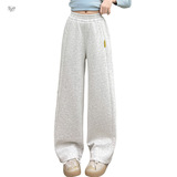 女童加绒卫裤2025年秋冬新款中大童纯色阔腿裤修身直筒裤拖地长裤，童装裤子，祺儿童装