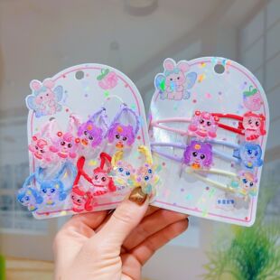 5个/对可爱卡通奇妙萌可发圈儿童滴油bb夹碎发夹女童百搭水滴发卡