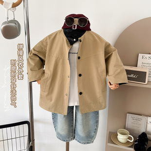 咪尔蒙2026早春新款韩系帅气儿童外套舒适百搭童中长款风衣新品