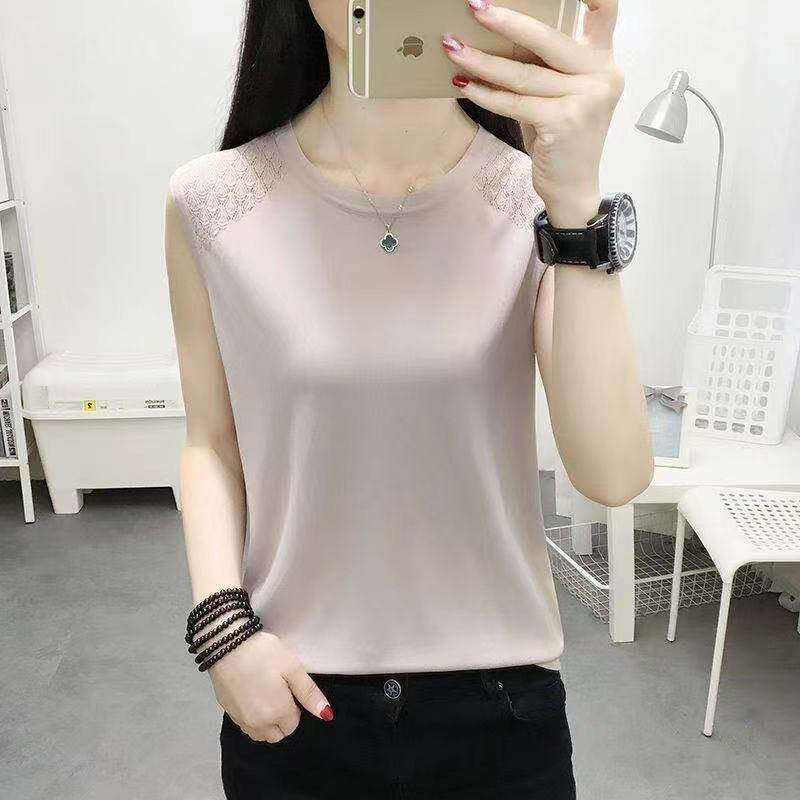 加大码冰丝吊带背心女胖mm外穿宽松显瘦内搭无袖针织打底衫上衣潮