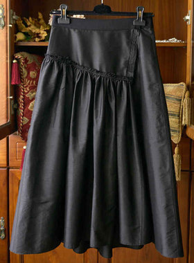 店主自穿推荐洋气爆表设计感双宫绸碎褶大摆半裙P01088