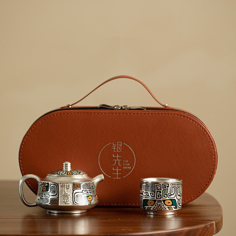 鎏银茶壶茶杯家用个人专用功夫茶具陶瓷品茗茶盏杯中秋教师节送礼