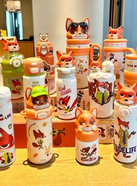 疯狂动物城朱迪尼克情侣保温杯女生颜值大容量冰霸杯子吸管水杯