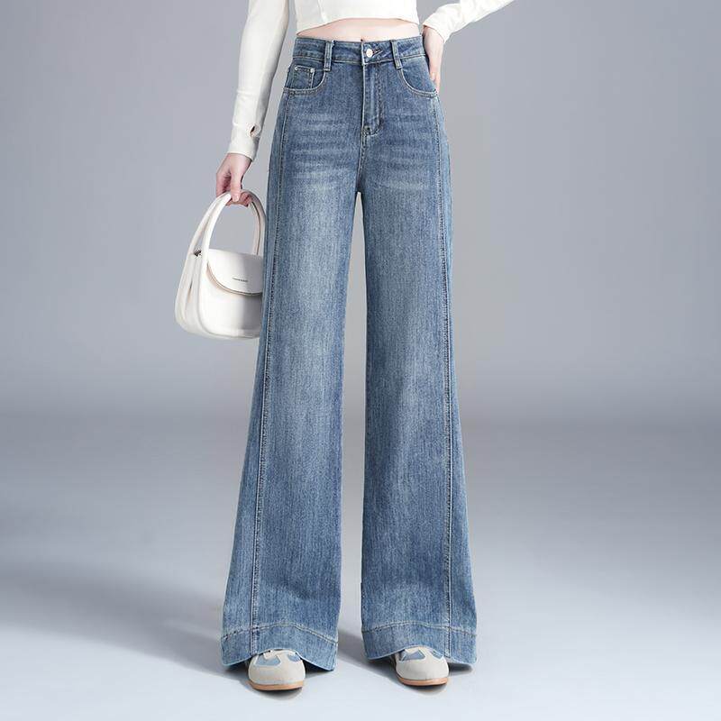 窄版微喇牛仔裤女2026春秋新款腰显瘦直筒休闲百搭垂感阔腿长裤