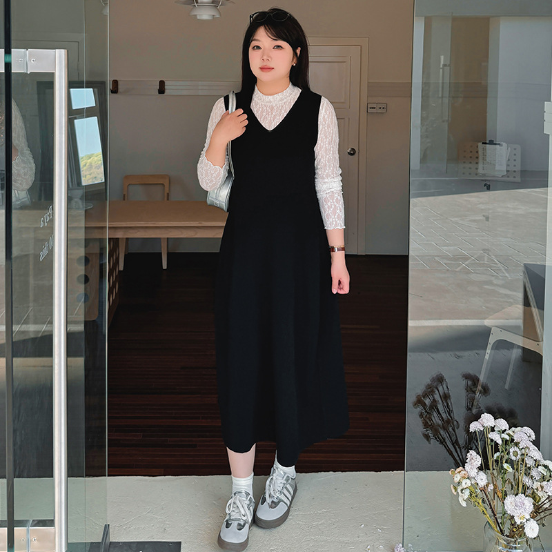 大码女装外穿内搭背心裙显瘦连衣裙2025春款胖mm针织裙22895乃粒