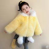 女童洋气秋冬季加绒毛毛衣仿皮草女2025新款加厚保暖外套冬装P92，童装外套，祺妙童装