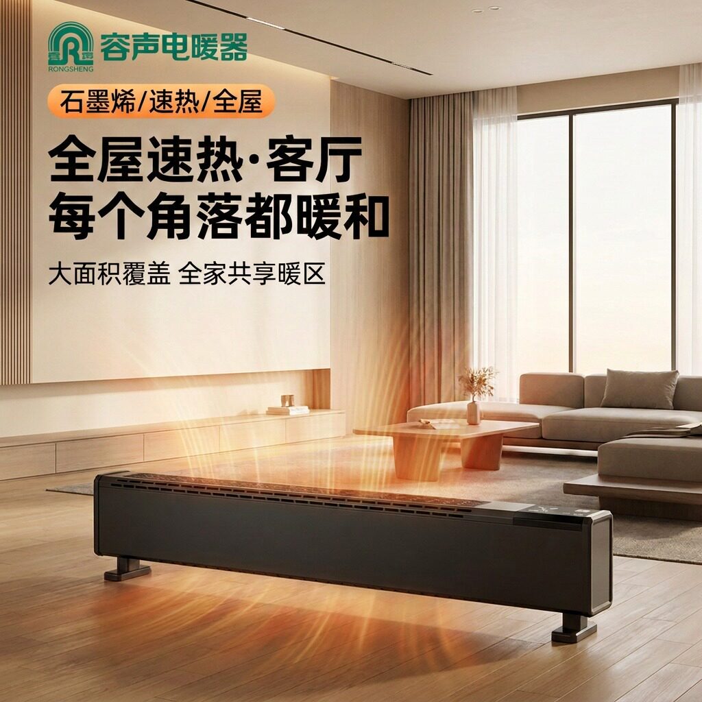 容声踢脚线取暖器家用节能石墨烯速热电暖气客厅大面积取暖神器