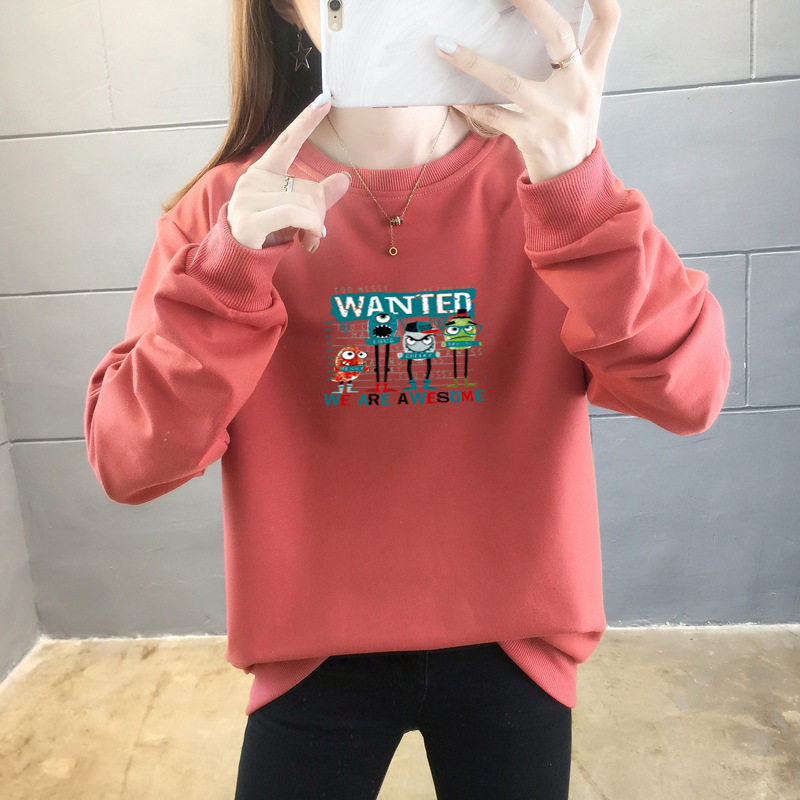 外贸2025秋季薄款卫衣女韩版潮学生圆领长袖宽松大码女装外套
