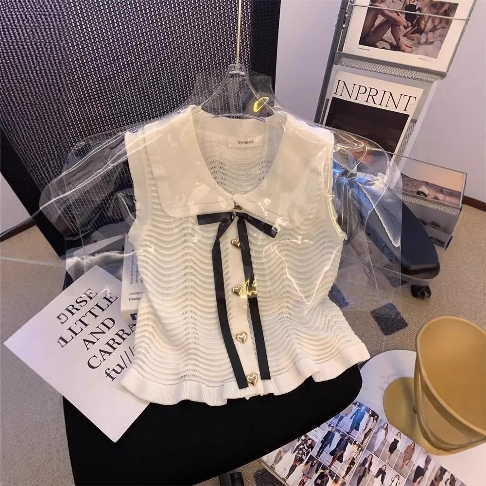 夏季小香风小翻领上衣背心