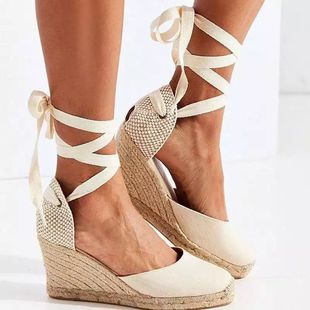 ankle strap rope sole sandals hemp toe surface thick cloth