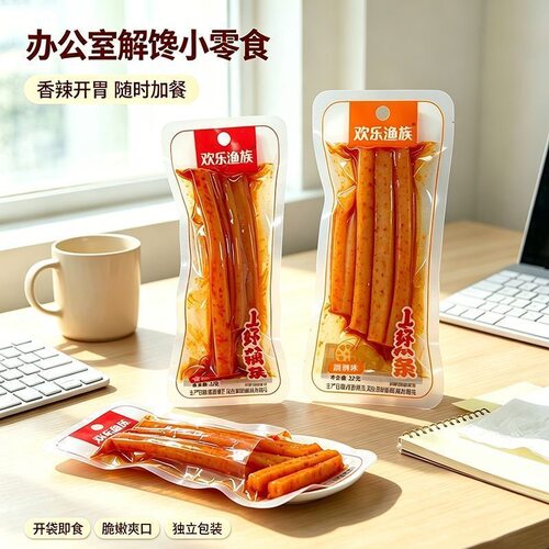 欢乐渔族上好藕条脆藕香辣解馋酸辣开胃小零食公室下饭藕脆片