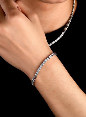 金澳女主播网红穿搭保色锆石拼接手链项链ins风简约朋克古巴链