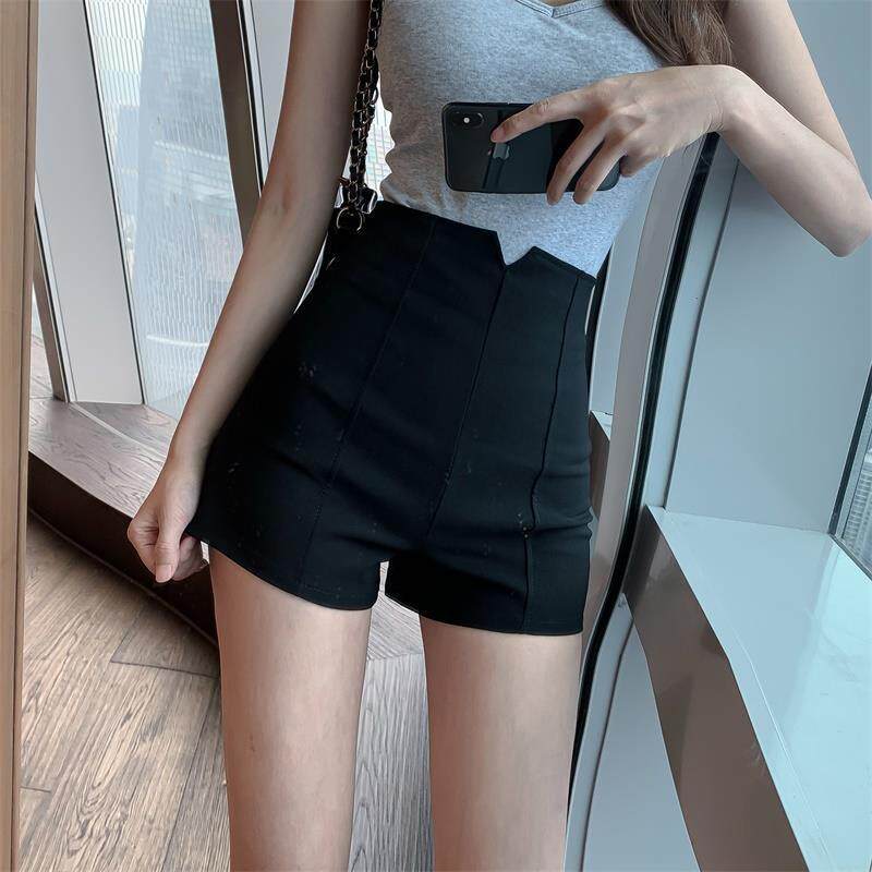 大码女装胖mm短裤女2022夏季腰修身显瘦A字阔脚裤弹力休闲热裤