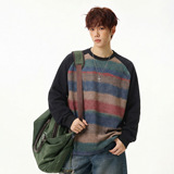 渐变圆领卫衣春季款撞色插肩袖潮牌质感套头衫上衣MW3957-P51控85，男装卫衣，电商A362