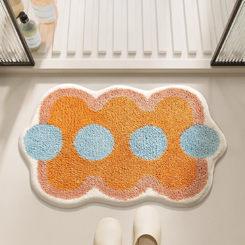 可爱小清新仿羊绒地垫浴室卫生间门口防滑吸水易打理柔软地毯现货