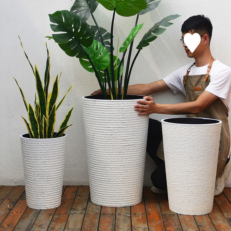 花盆圆柱筒塑料花加厚仿陶瓷散尾葵龟背竹茉莉兰花室内花盆容器
