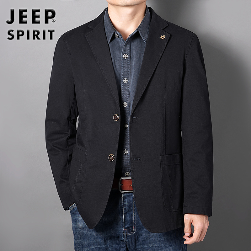 JEEP吉普官方正品牌男装休闲小西装男士春秋战地纯棉商务西服外套