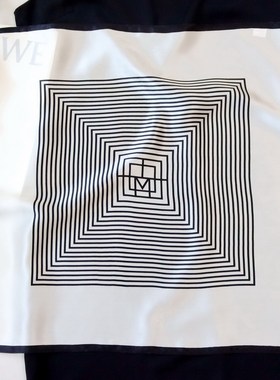 黑白丝巾百搭夏季桑蚕丝欧美