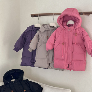 儿童中长款棉服秋冬防寒服男童装羽丝绒丝外套上衣女童棉袄