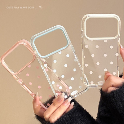Korean polka dots clear soft case适用iphone 11 12 13 14 15 16 17 pro max