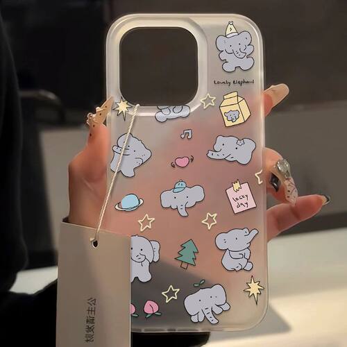 Star Elephant Matte Soft Phone Case 适用 iPhone 17 16 15 Pro 14 Pro 13 11 XR XS Large Cutout