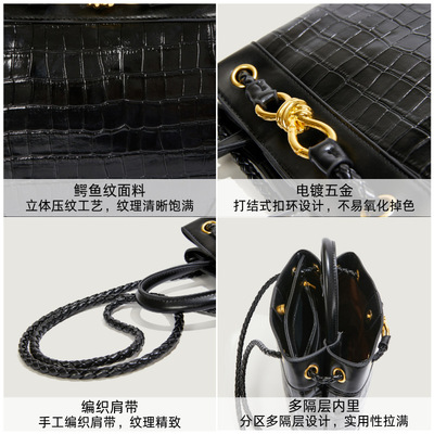 鳄鱼纹手提包欧美时尚菜篮子包