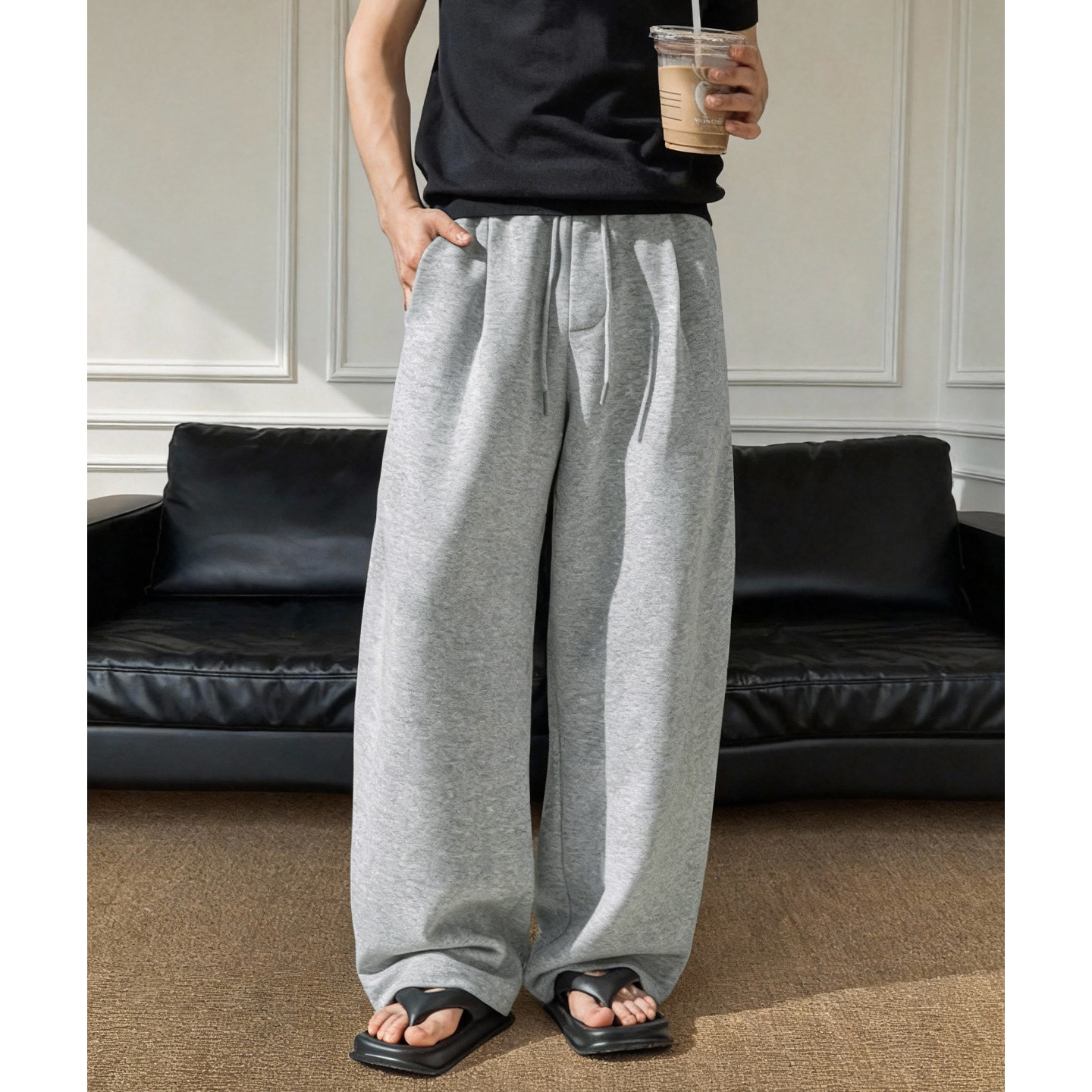 弯刀休闲裤春季新款质感宽松百搭卫裤潮牌运动长裤MK2493-P44控68，男装休闲裤，电商A362