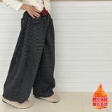 女童加厚格子裤2025年秋冬新款中大儿童休闲弯刀裤阔腿裤保暖长裤，童装裤子，祺儿童装